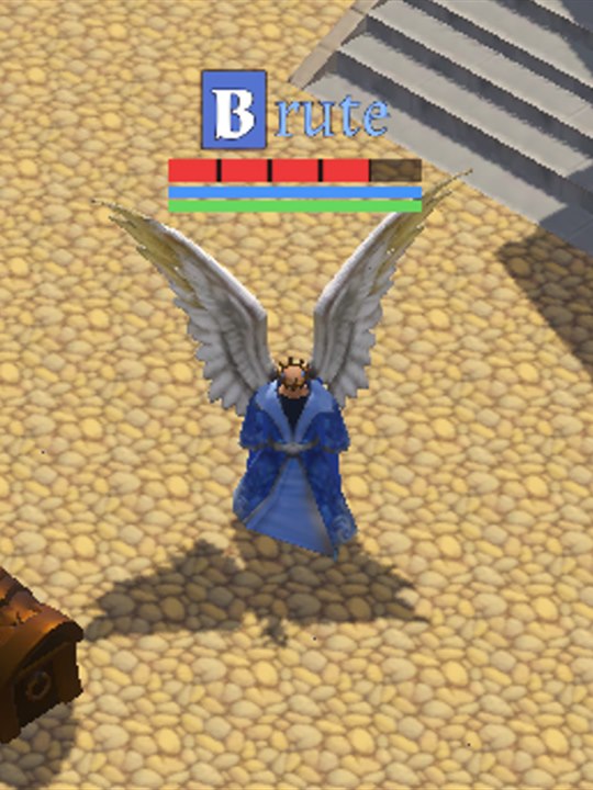A Seraphyn in a blue robe with white wings of living light
