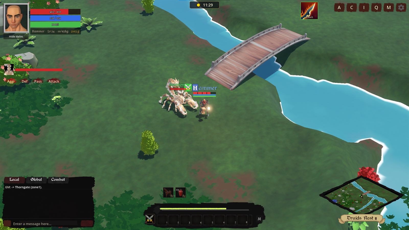 Crossing the river bridge on the forest road in Rise of the Seraphyn